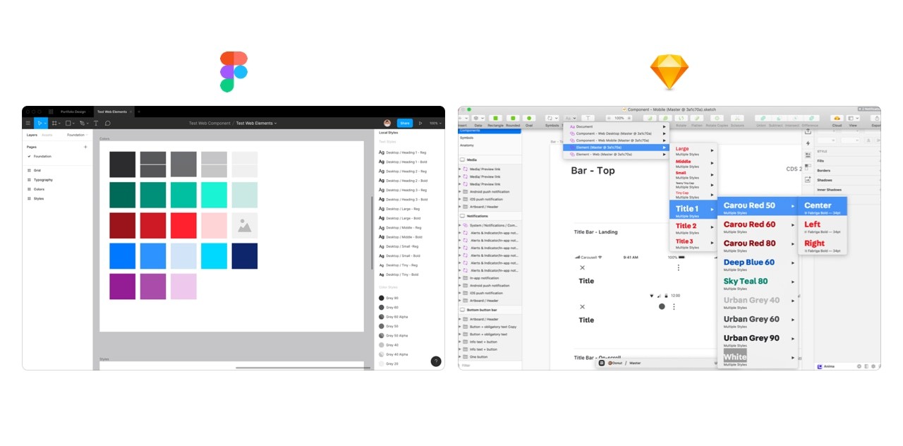 Figma and Sketch UI